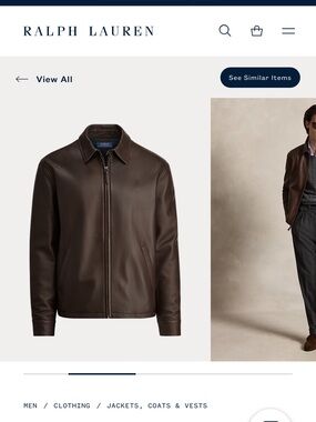 Polo by Ralph Lauren Dark Brown Leather Bomber Jacket
